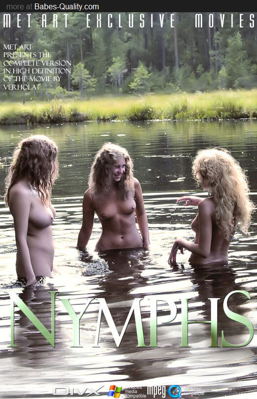 Three nude blondes in water.